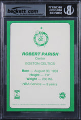 Celtics Robert Parish Signed 1985 Star Team Super 5x7 #BC2 Card Auto 10 BAS Slab