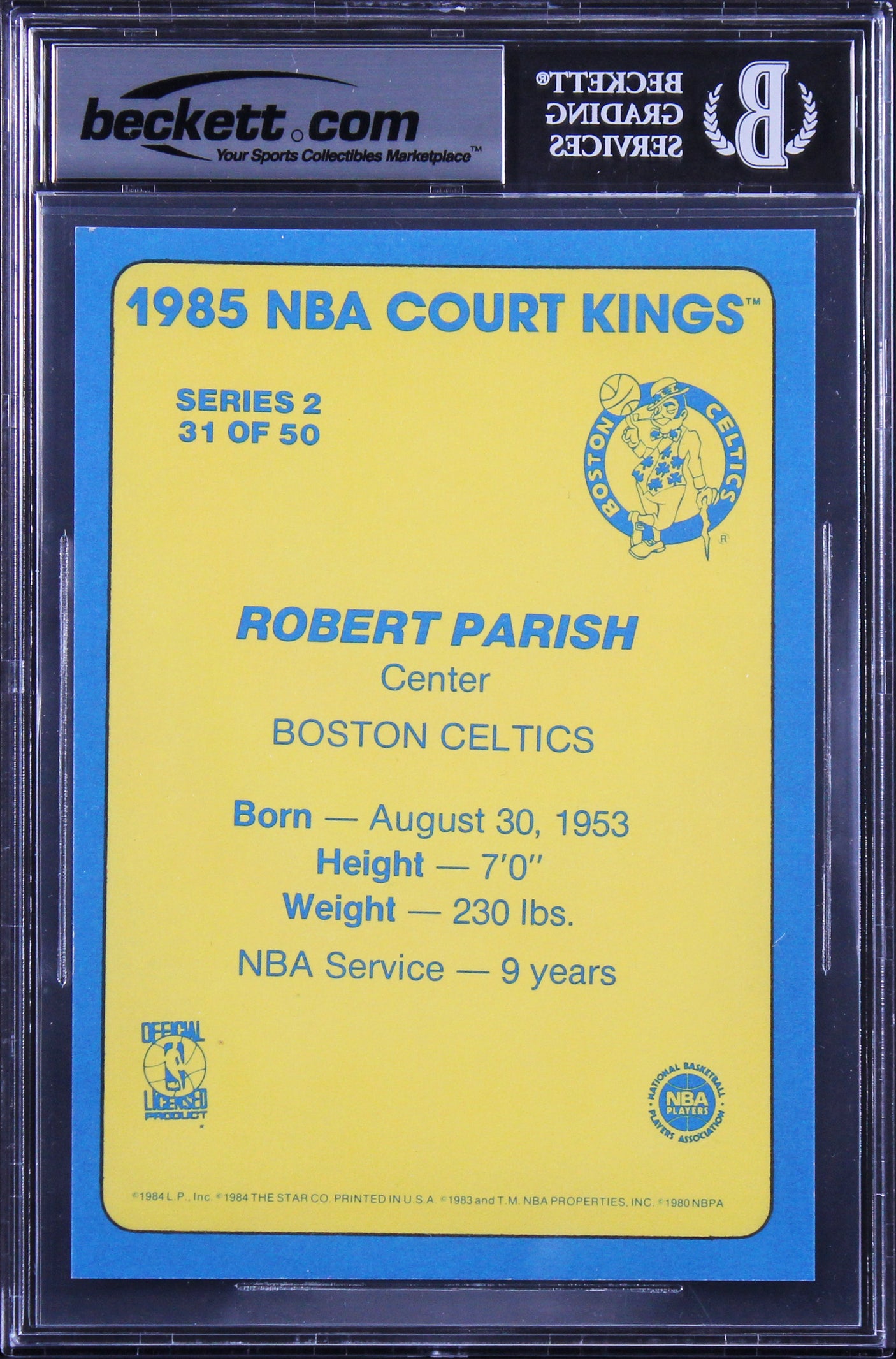 Celtics Robert Parish Signed 1984 Star Court Kings 5x7 #31 Card Auto 10 BAS Slab