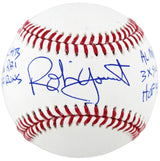 Brewers Robin Yount "6x Stat" Authentic Signed Oml Baseball BAS Witness #WY33979