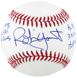 Brewers Robin Yount "6x Stat" Authentic Signed Oml Baseball BAS Witness #WY33979