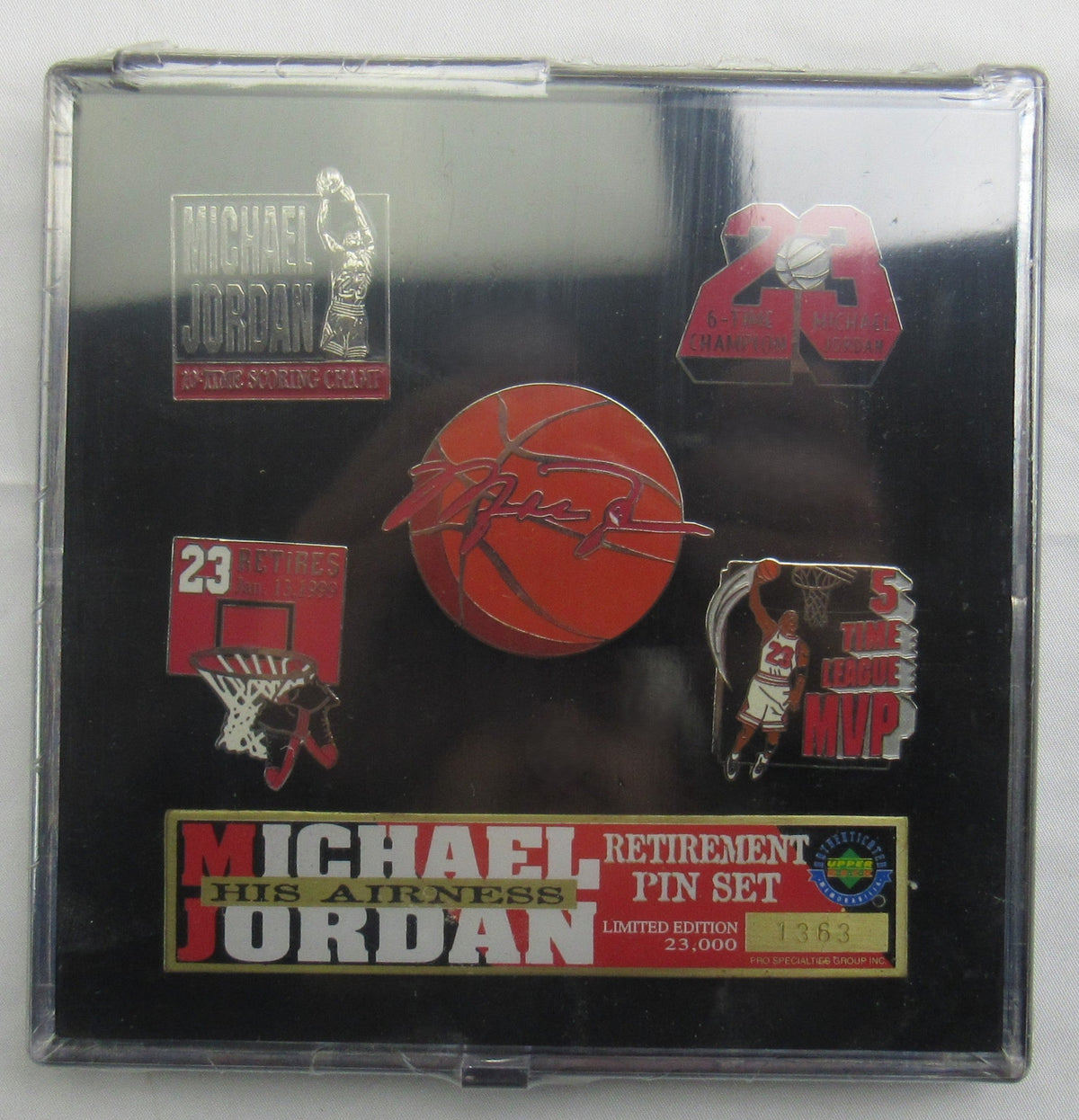 Michael Jordan MJ His Airness Retirement Chicago Bulls 5 Pin Set LE Upper Deck