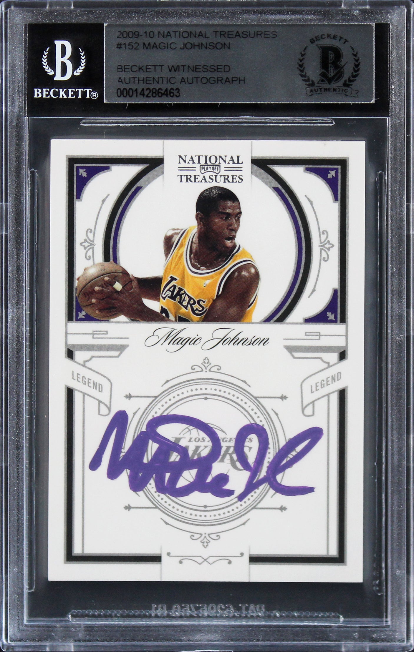 Magic Johnson Signed 2009 National Treasures #152 #65/99 Card Auto 10! BAS Slab