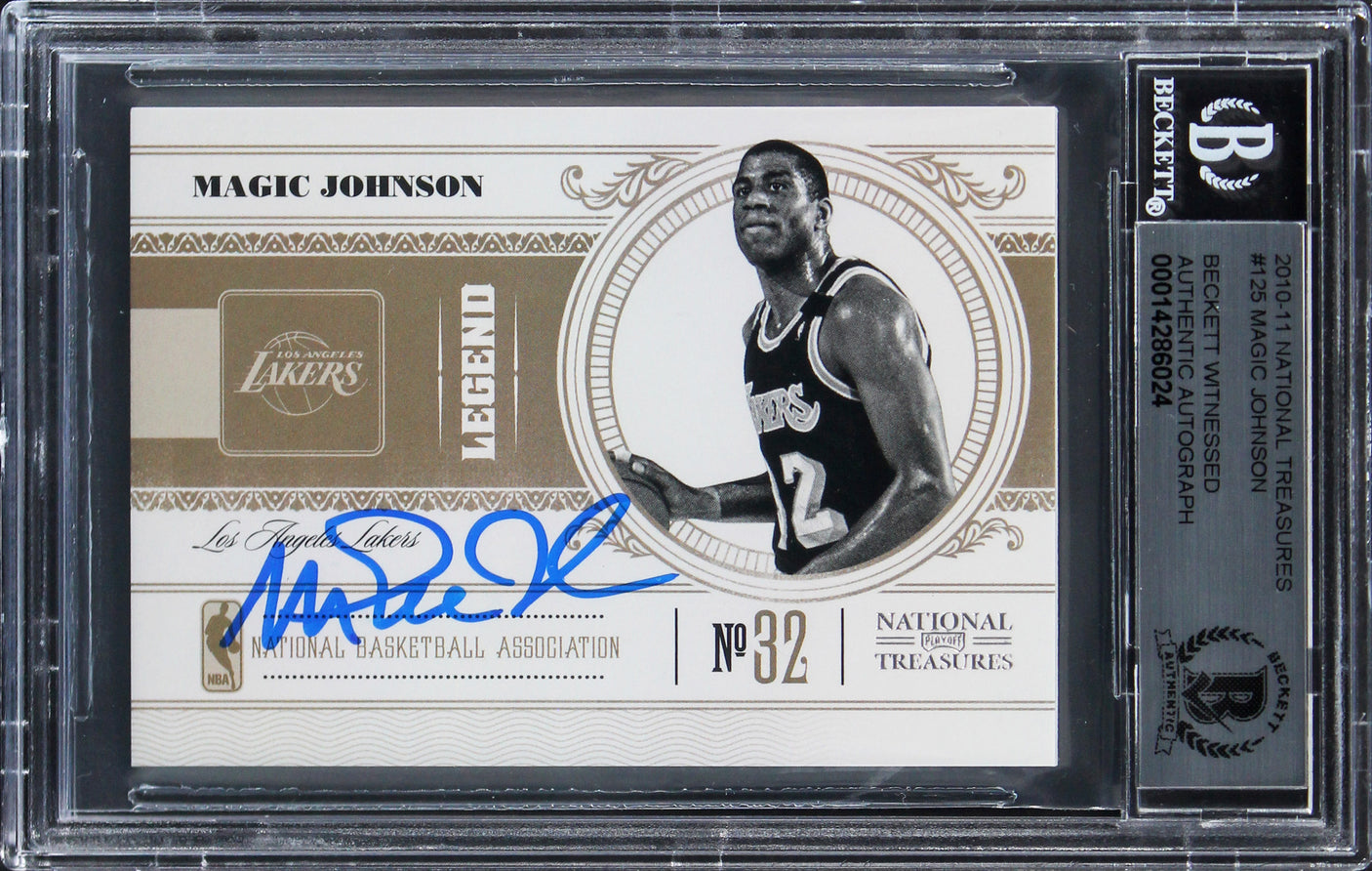 Magic Johnson Signed 2010 National Treasures #125 #88/99 Card Auto 10! BAS Slab
