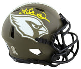 Cardinals Kurt Warner Signed Salute To Service Speed Mini Helmet BAS Witnessed