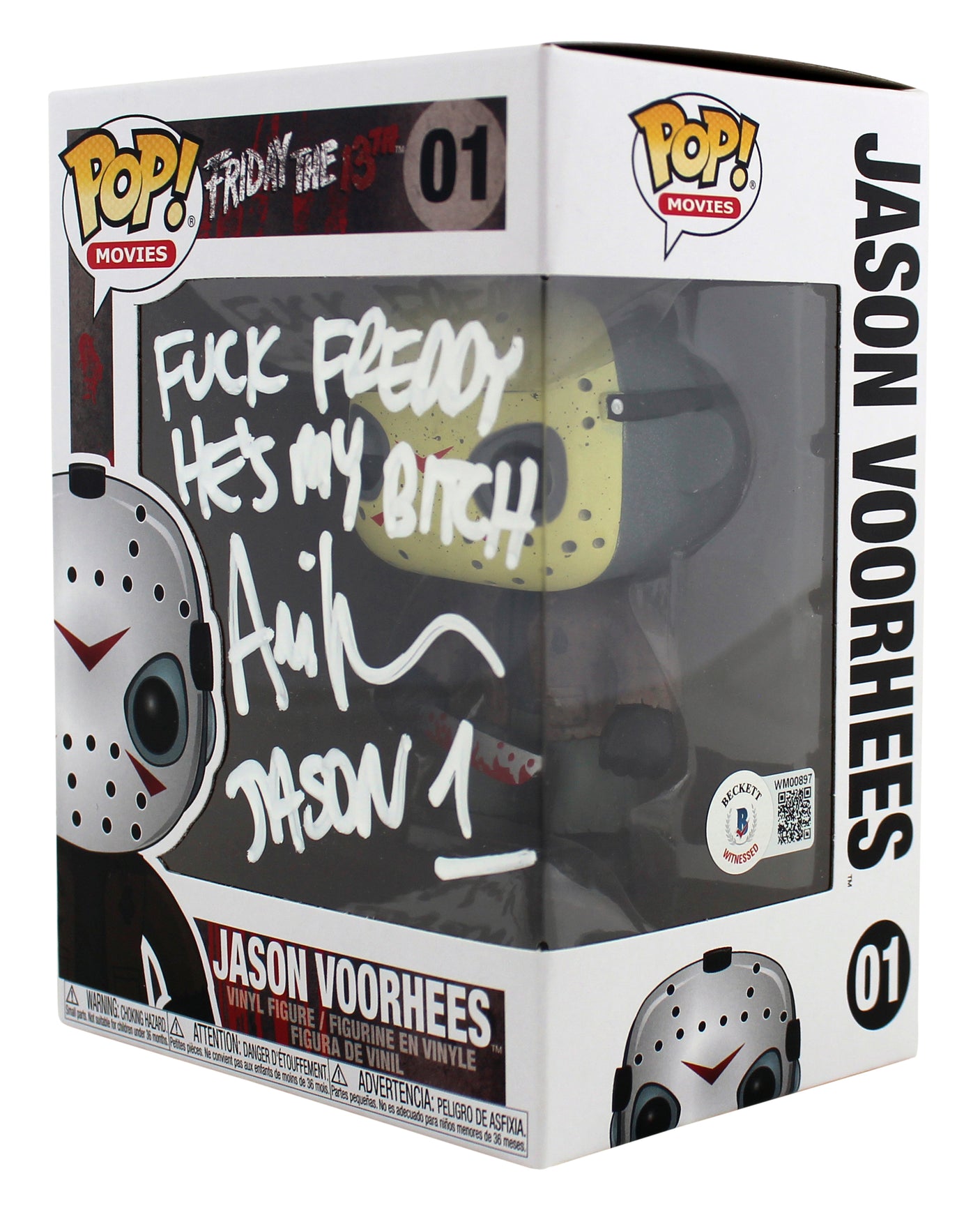 Ari Lehman F' Freddy He's My B**** Signed Funko Pop Vinyl Figure White Sig BAS