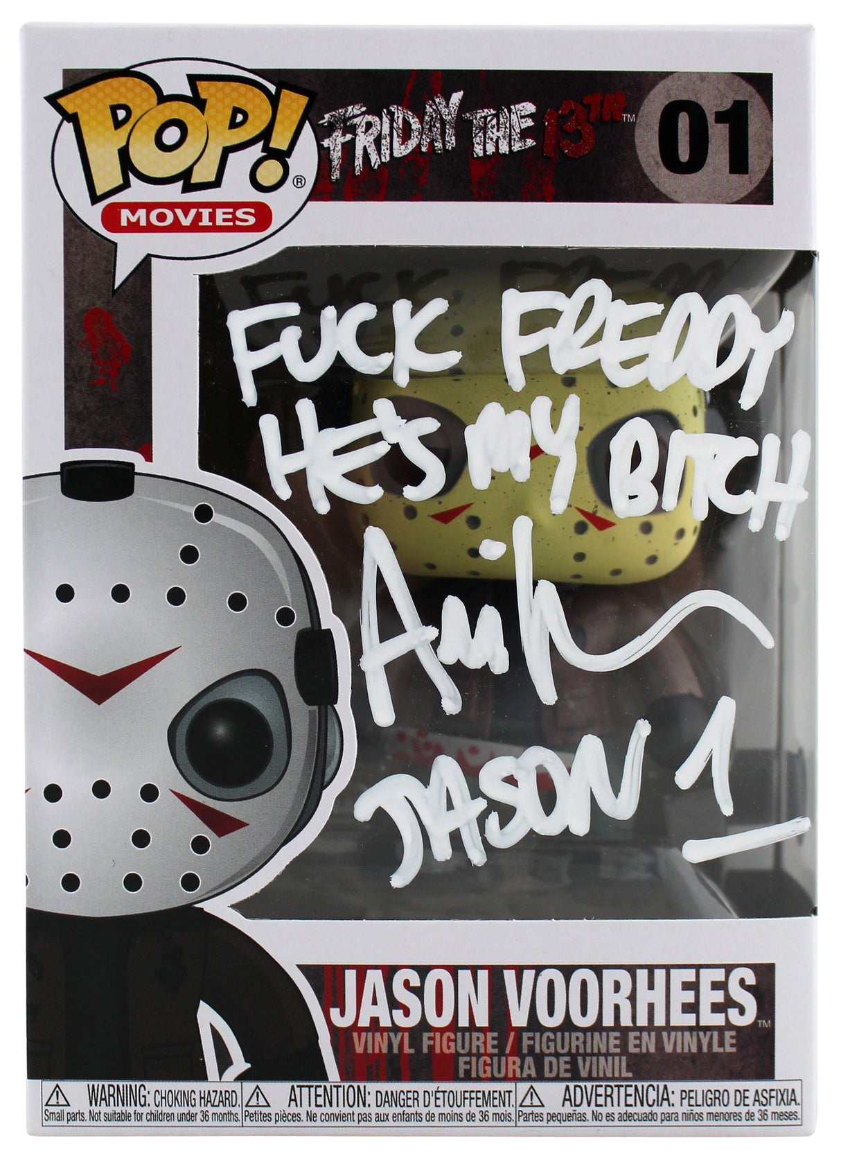 Ari Lehman F' Freddy He's My B**** Signed Funko Pop Vinyl Figure White Sig BAS