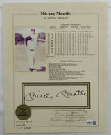 Mickey Mantle Signed 8x10 Photo Stat Sheet JSA BA09030
