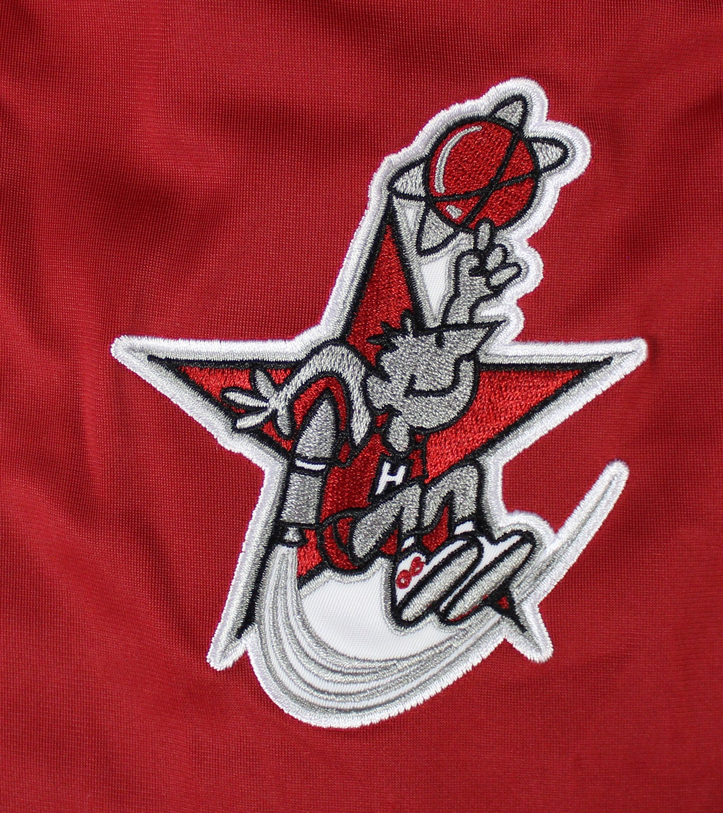 Rockets Hakeem Olajuwon & Clyde Drexler Signed Red M&N Warmup Jacket BAS Witness