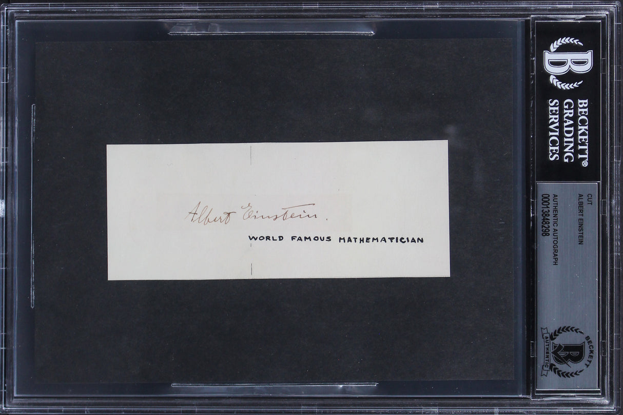 Albert Einstein Authentic Signed 2x5 Cut Signature Autographed BAS Slabbed