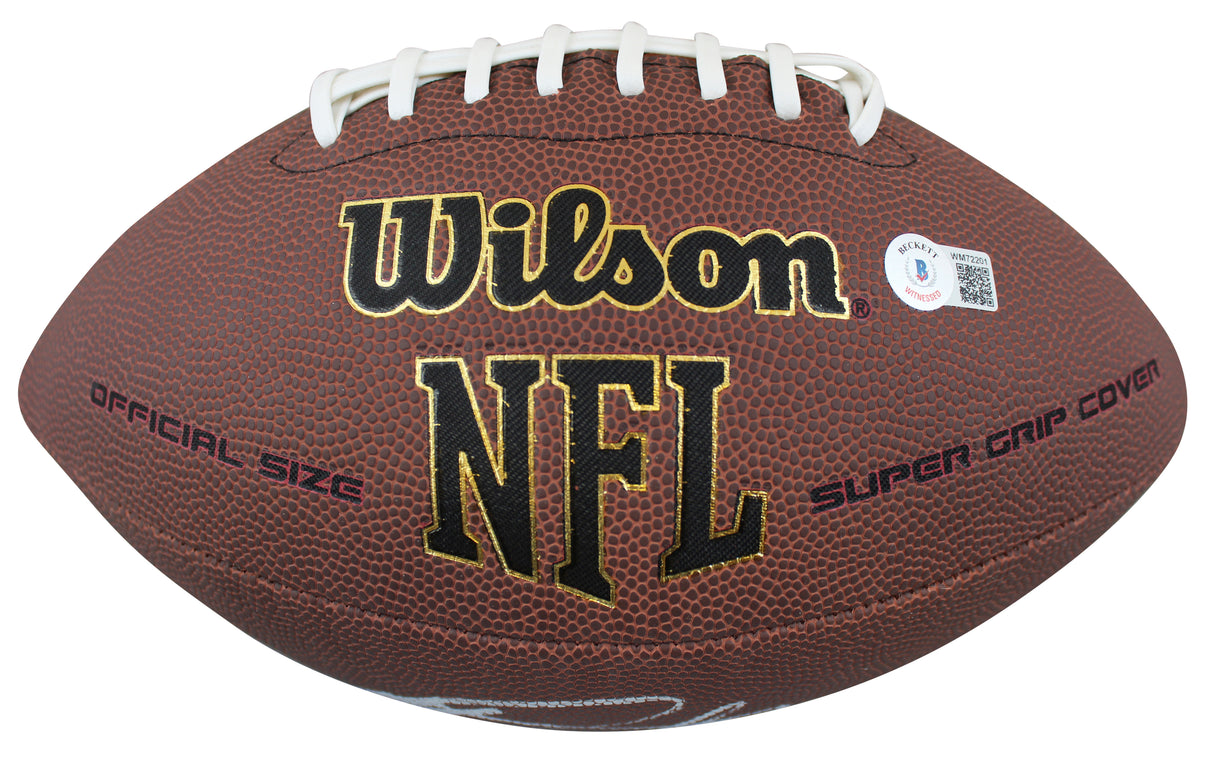 Panthers Miles Sanders Signed Wilson Super Grip Football W/ Case BAS Witnessed