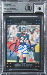 Broncos Champ Bailey Authentic Signed 2007 Topps #233 Card Auto 10! BAS Slabbed