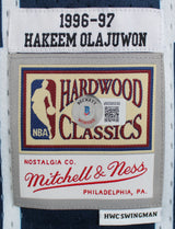 Rockets Hakeem Olajuwon "HOF 08" Signed Navy Blue Mitchell & Ness Jersey BAS Wit