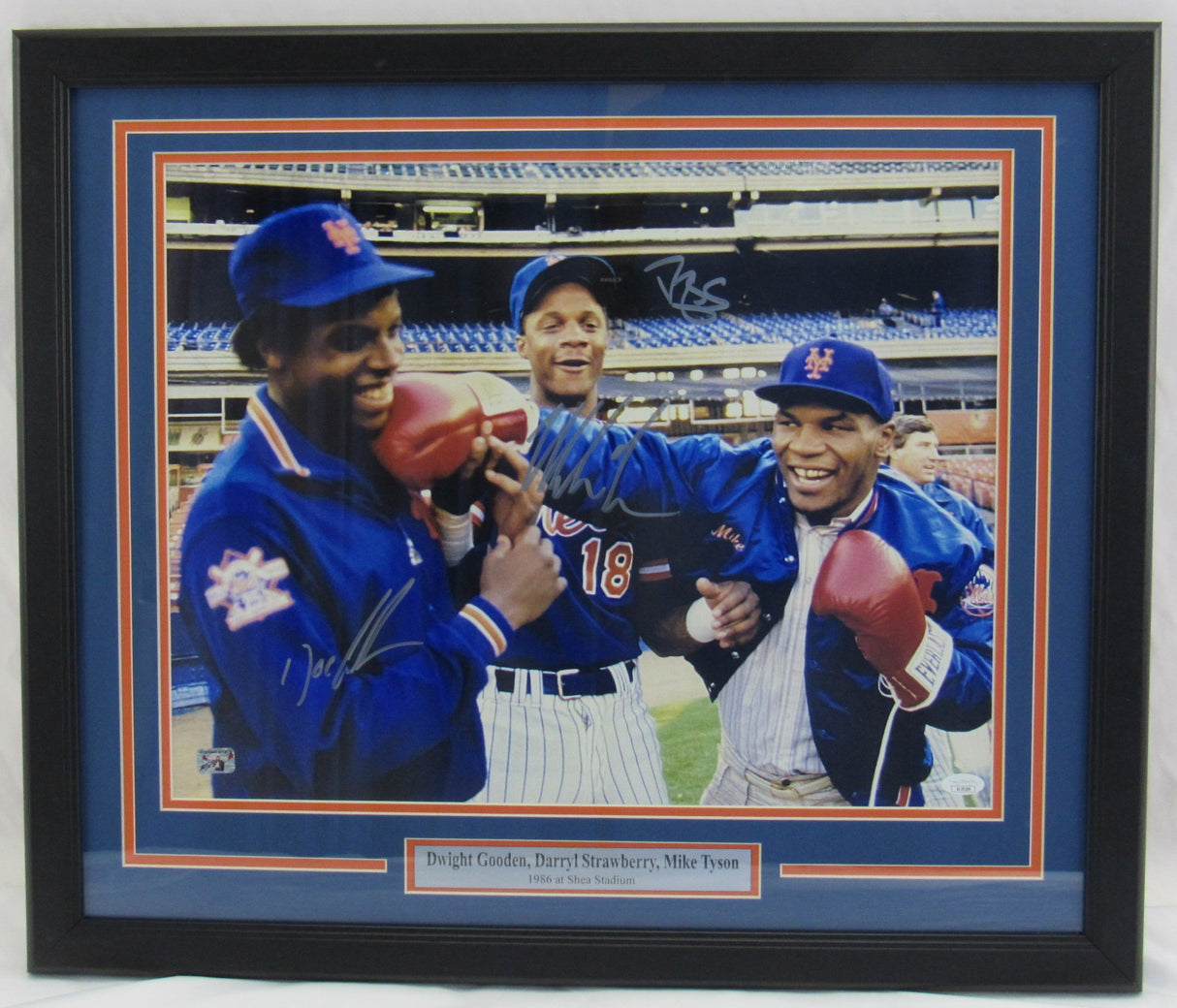 Mike Tyson Dwight Gooden Darryl Strawberry Signed Framed 16x20 Photo JSA COA