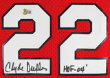 Blazers Clyde Drexler "HOF 04" Signed Red Mitchell & Ness Jersey BAS Witnessed