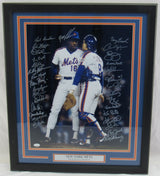 1986 Mets World Series Champions Signed Framed 16x20 Photo JSA COA I