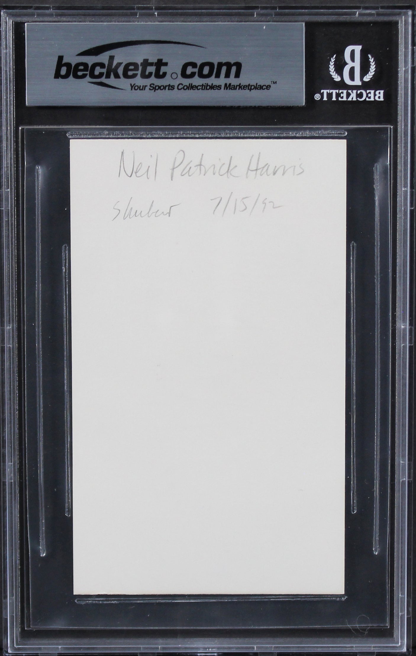 Neil Patrick Harris How I Met Your Mother Signed 3x5 Index Card BAS Slabbed 2