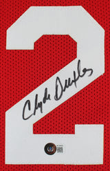 Clyde Drexler Authentic Signed Red Pro Style Jersey Autographed BAS Witnessed