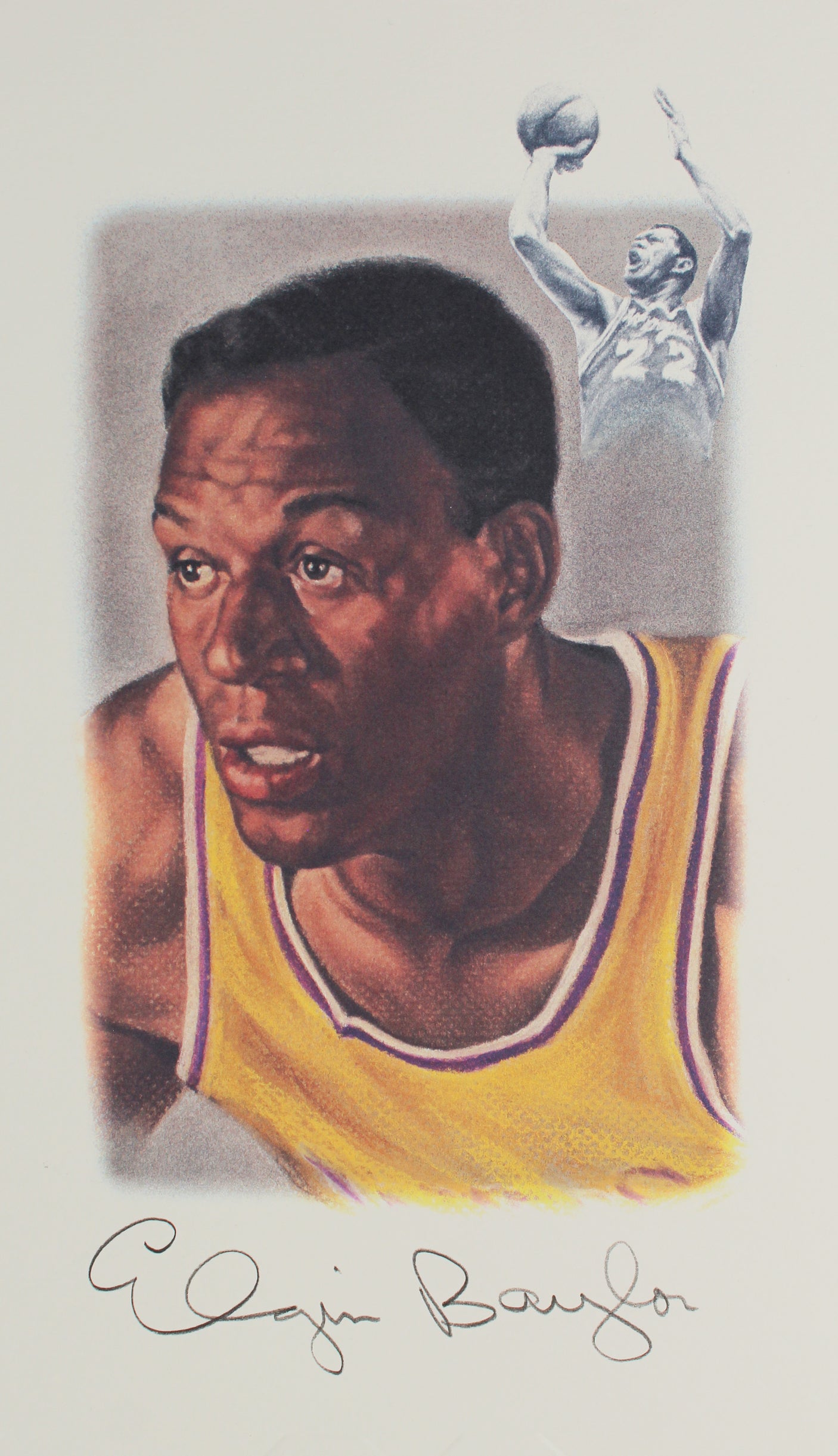 Lakers Legends (5) Chamberlain, Jabbar, Johnson Signed 22x39 Lithograph BAS