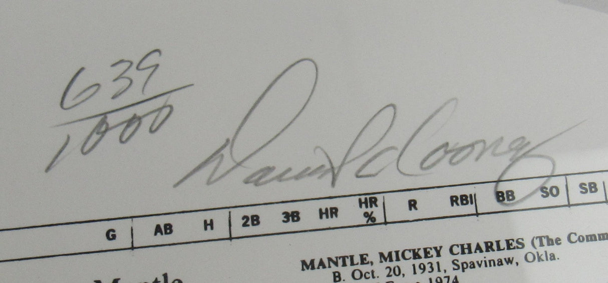 Mickey Mantle Signed Auto 18x24 Baseball Poster JSA BA09035