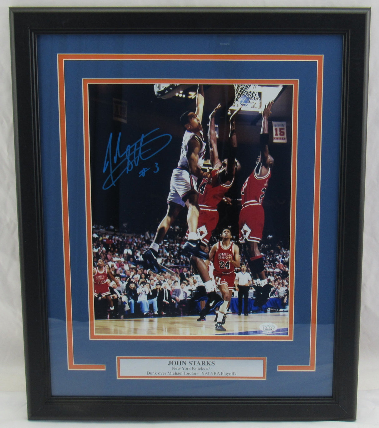 John Starks Signed Framed 11x14 Photo JSA COA