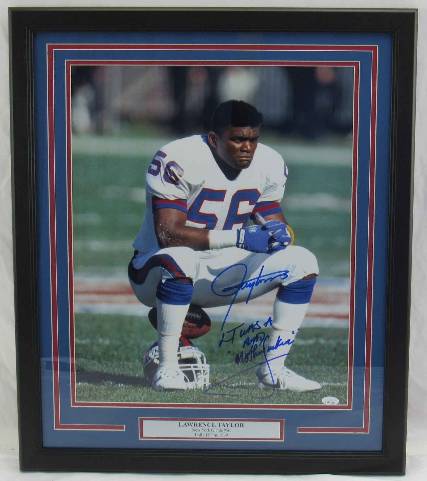 Lawrence Taylor Signed Framed w/ "Bad MF" Insc 16x20 Photo JSA COA