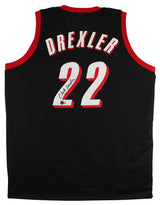 Clyde Drexler Authentic Signed Black Pro Style Jersey Autographed BAS Witnessed