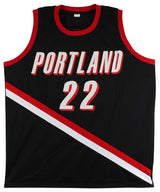 Clyde Drexler Authentic Signed Black Pro Style Jersey Autographed BAS Witnessed