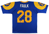 Rams Marshall Faulk HOF 20XI Authentic Signed Blue M&N Jersey BAS Witnessed