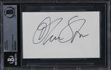 Oliver Stone Platoon Authentic Signed 3x5 Index Card Autographed BAS Slabbed 1