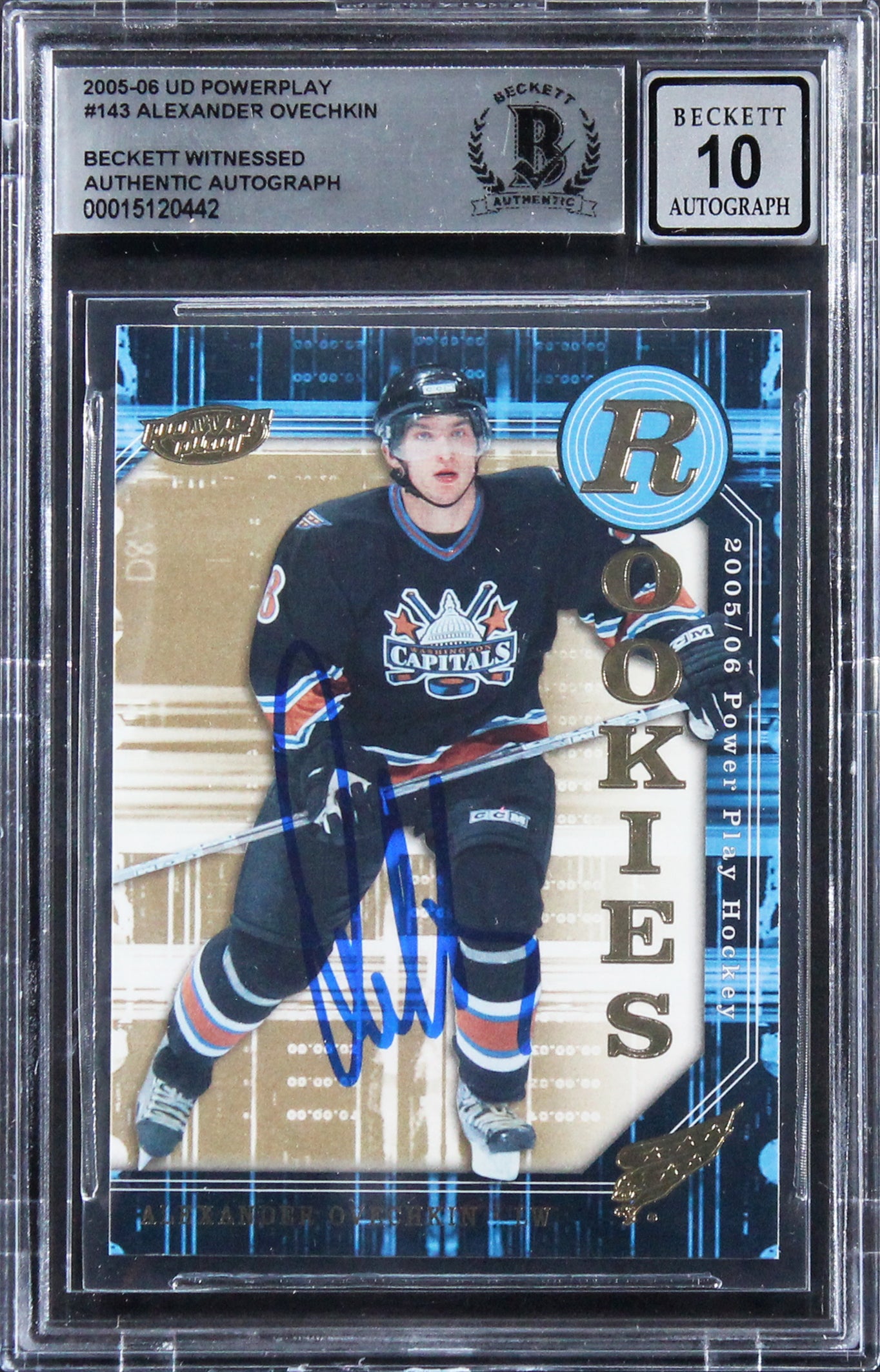 Alexander Ovechkin Signed 2005 UD Powerplay #143 Rookie Card Auto 10! BAS Slab