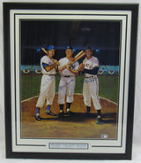 Mickey Mantle Willie Mays Duke Snider Signed Framed Photo - JSA Certified.