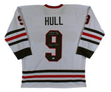 Bobby Hull "HOF 1983" Authentic Signed White Pro Style Jersey Autographed BAS