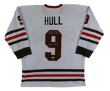 Bobby Hull "HOF 1983" Authentic Signed White Pro Style Jersey Autographed BAS