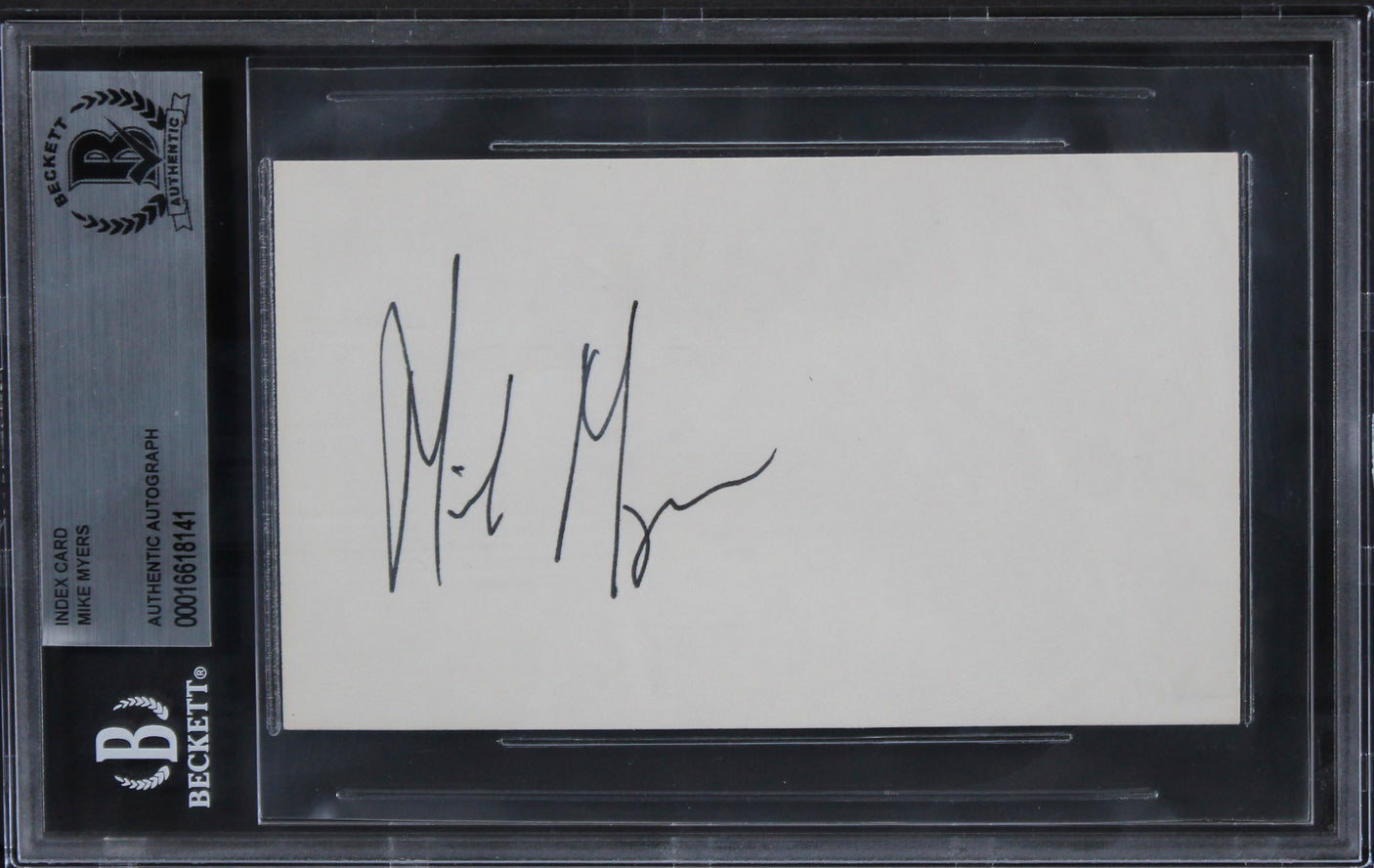 Mike Myers Austin Powers Authentic Signed 3x5 Index Card BAS Slabbed 1