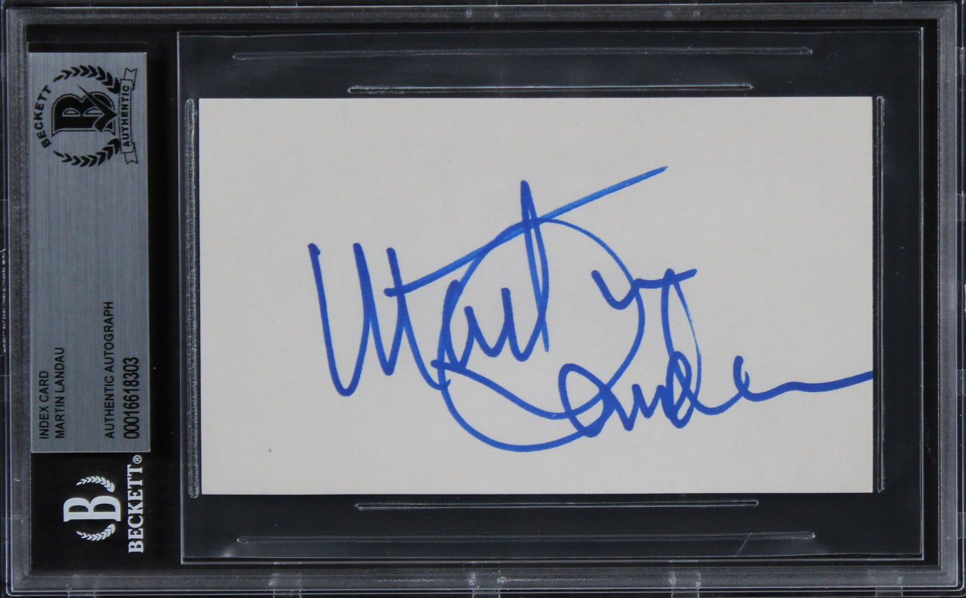 Martin Landau Mission: Impossible Authentic Signed 3x5 Index Card BAS Slabbed