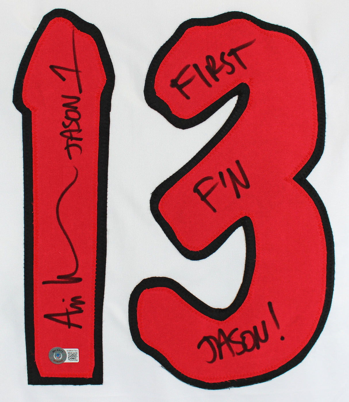 Ari Lehman "First F'n Jason" Signed White Jason Voorhees Hockey Jersey BAS