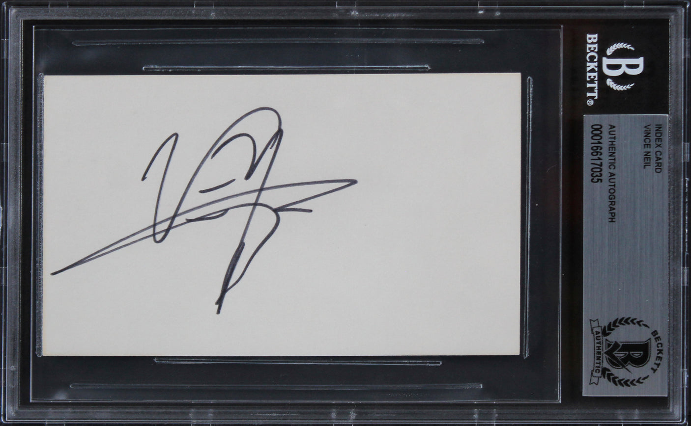 Vince Neil Motley Crue Authentic Signed 3x5 Index Card Autographed BAS Slabbed