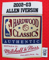 76ers Allen Iverson Signed Red 2002-03 M&N HWC Authentic Jersey BAS Witnessed