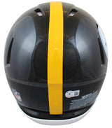 Steelers Troy Polamalu HOF 20 Signed F/S Speed Proline Helmet w/ Yellow Sig BAS