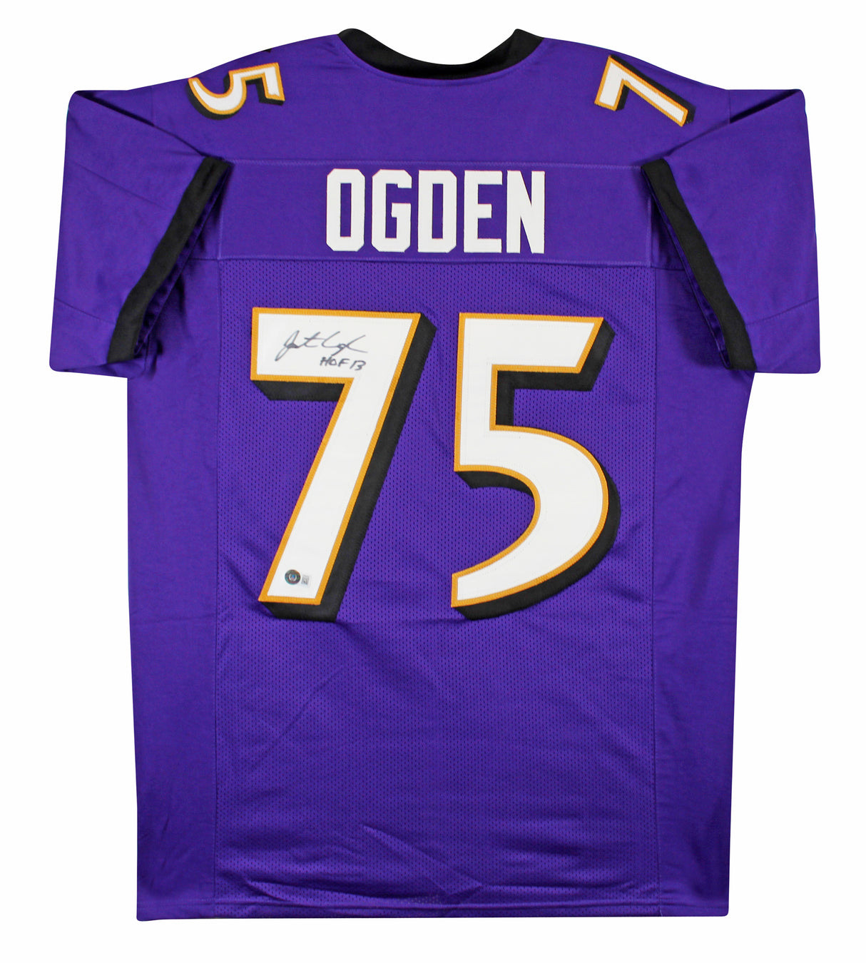 Jonathan Ogden "HOF 13" Authentic Signed Purple Pro Style Jersey BAS Witnessed 2