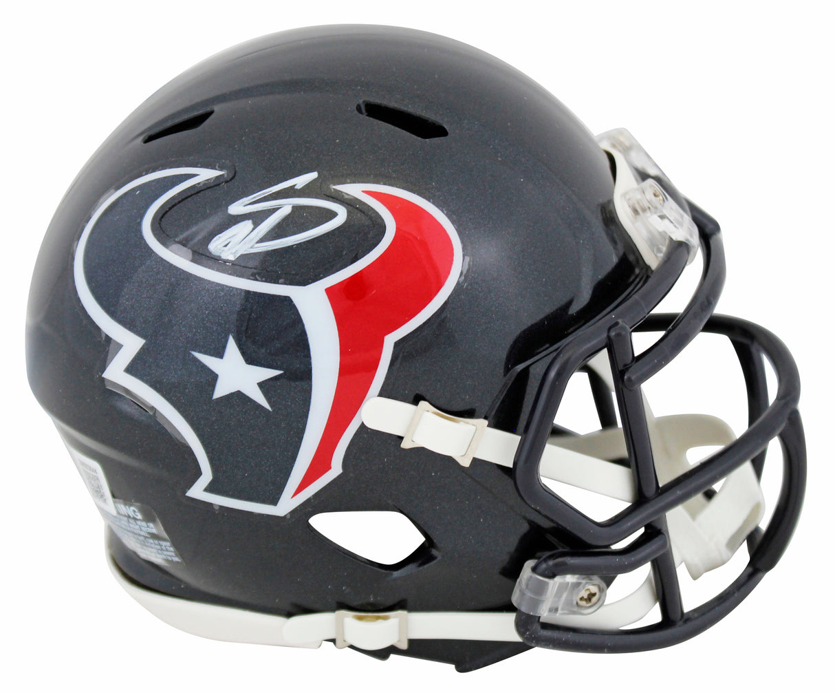 Texans Stefon Diggs Authentic Signed Speed Mini Helmet W/ Case BAS Witnessed