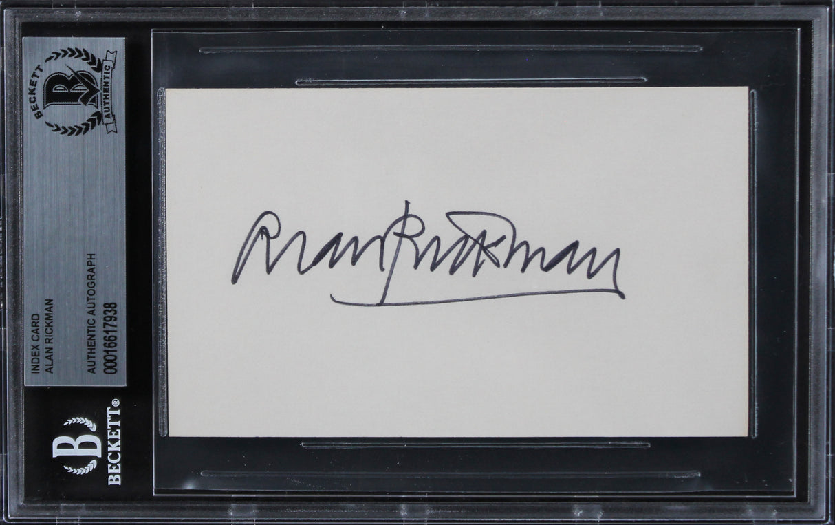 Alan Rickman Die Hard Authentic Signed 3x5 Index Card Autographed BAS Slabbed