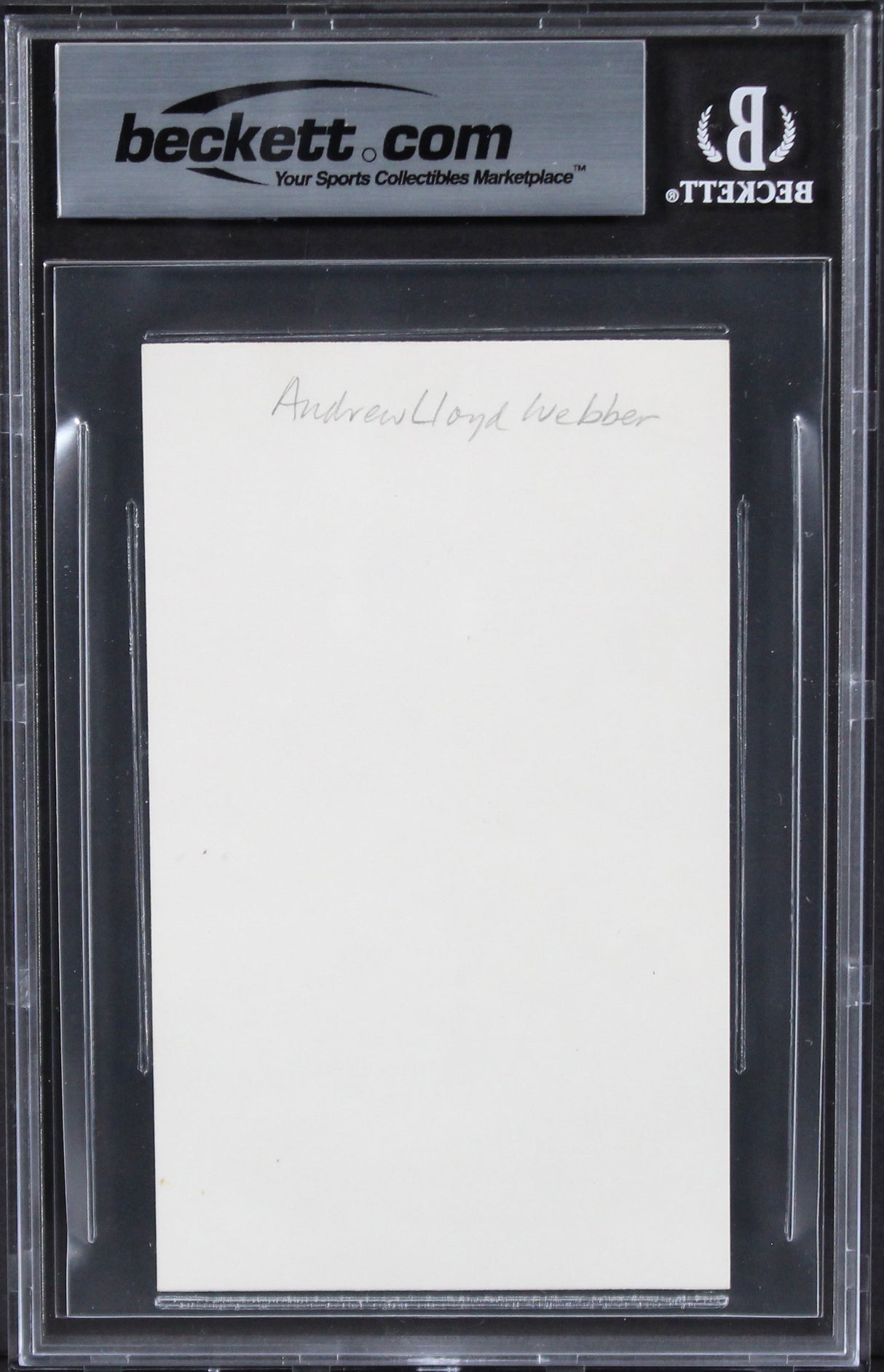 Andrew Lloyd Webber The Phantom of the Opera Signed 3x5 Index Card BAS Slabbed