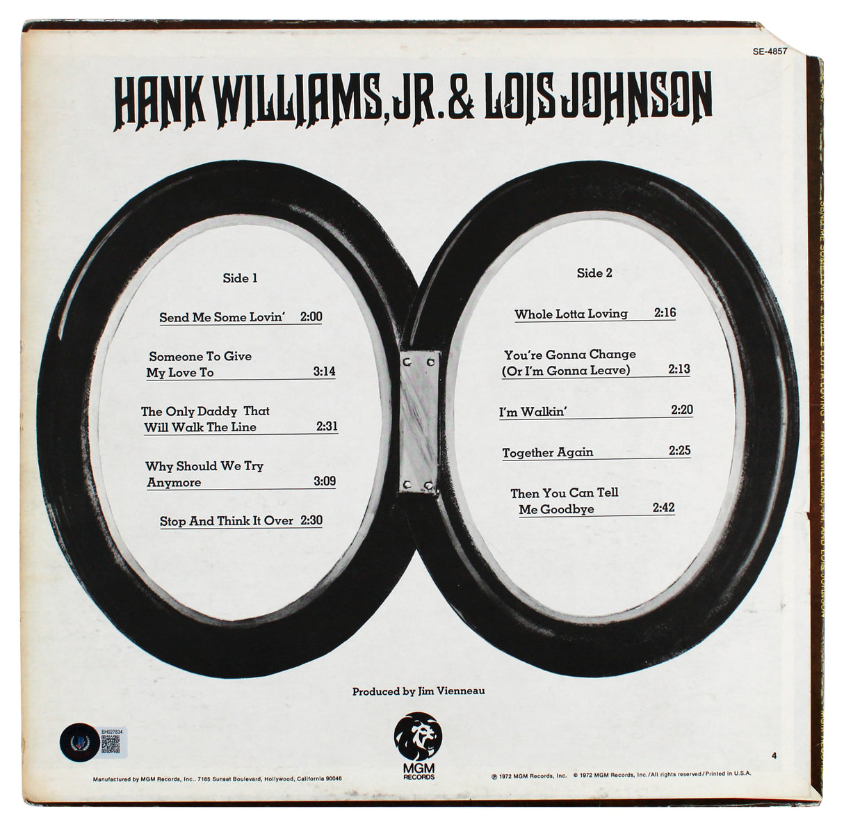 Hank Williams Jr. Authentic Signed Send Me Some Lovin Album Cover BAS #BH027834