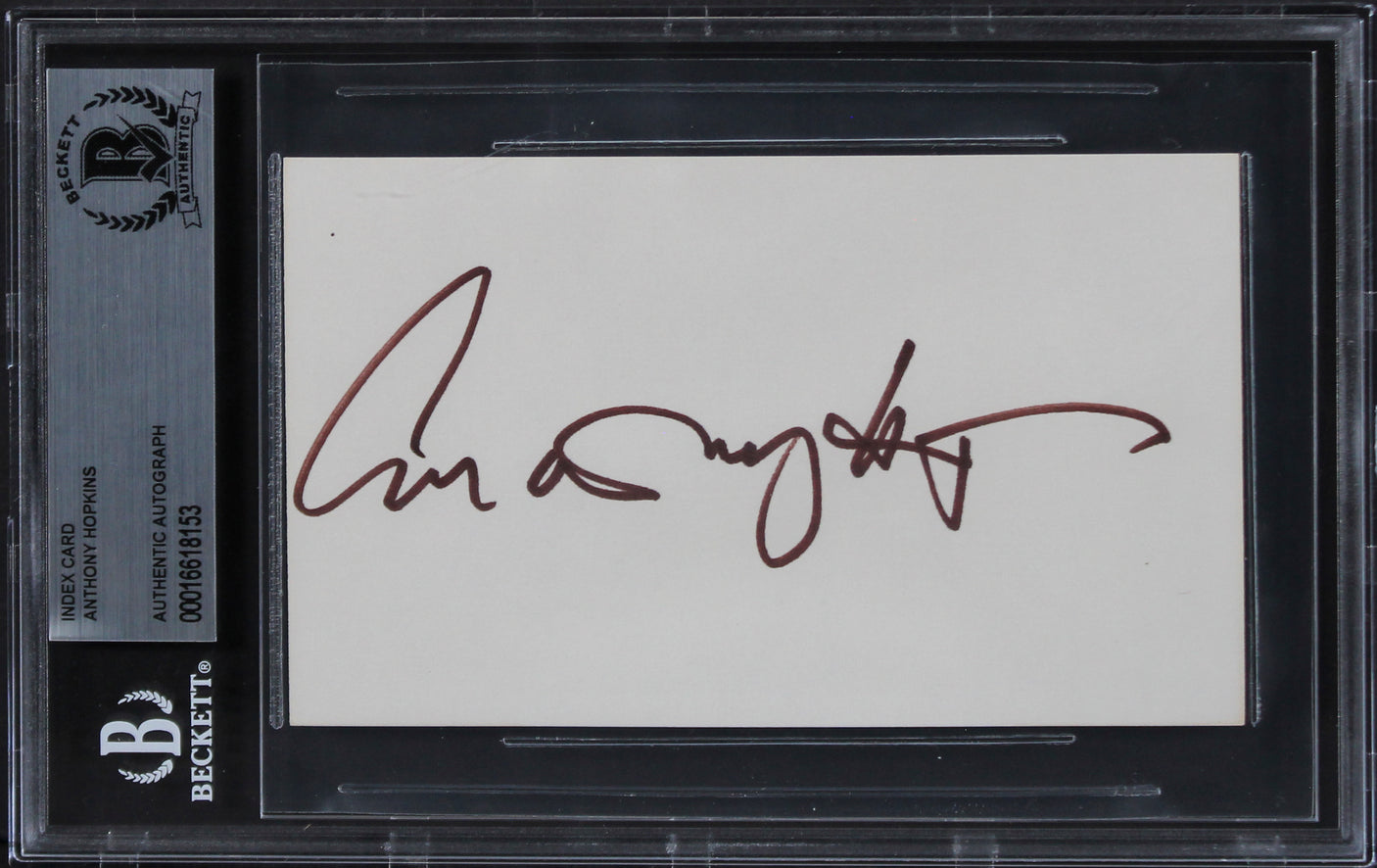Anthony Hopkins The Silence of the Lambs Signed 3x5 Index Card BAS Slabbed