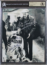 Kenny Baker & Irvin Kershner Star Wars Authentic Signed 8x10 B&W Photo BAS Slab