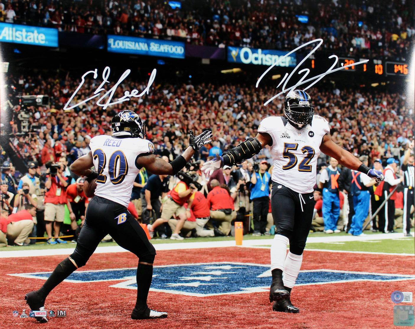 Ravens Ray Lewis & Ed Reed Authentic Signed 16x20 Photo Autographed BAS Witness