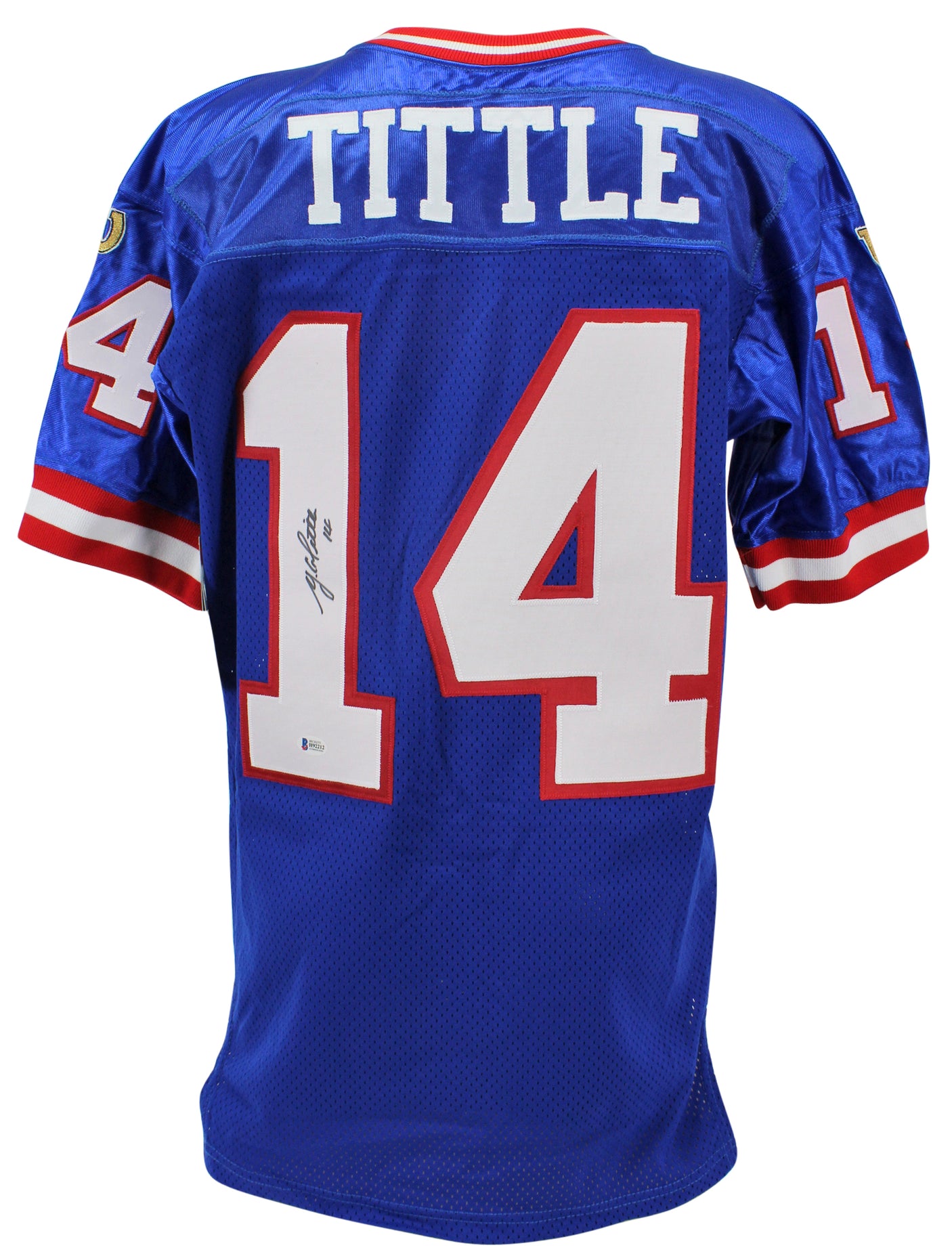 Giants Y.A. Tittle Authentic Signed Blue Wilson Authentic Jersey BAS #H92212