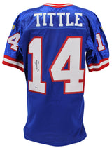 Giants Y.A. Tittle Authentic Signed Blue Wilson Authentic Jersey BAS #H92212