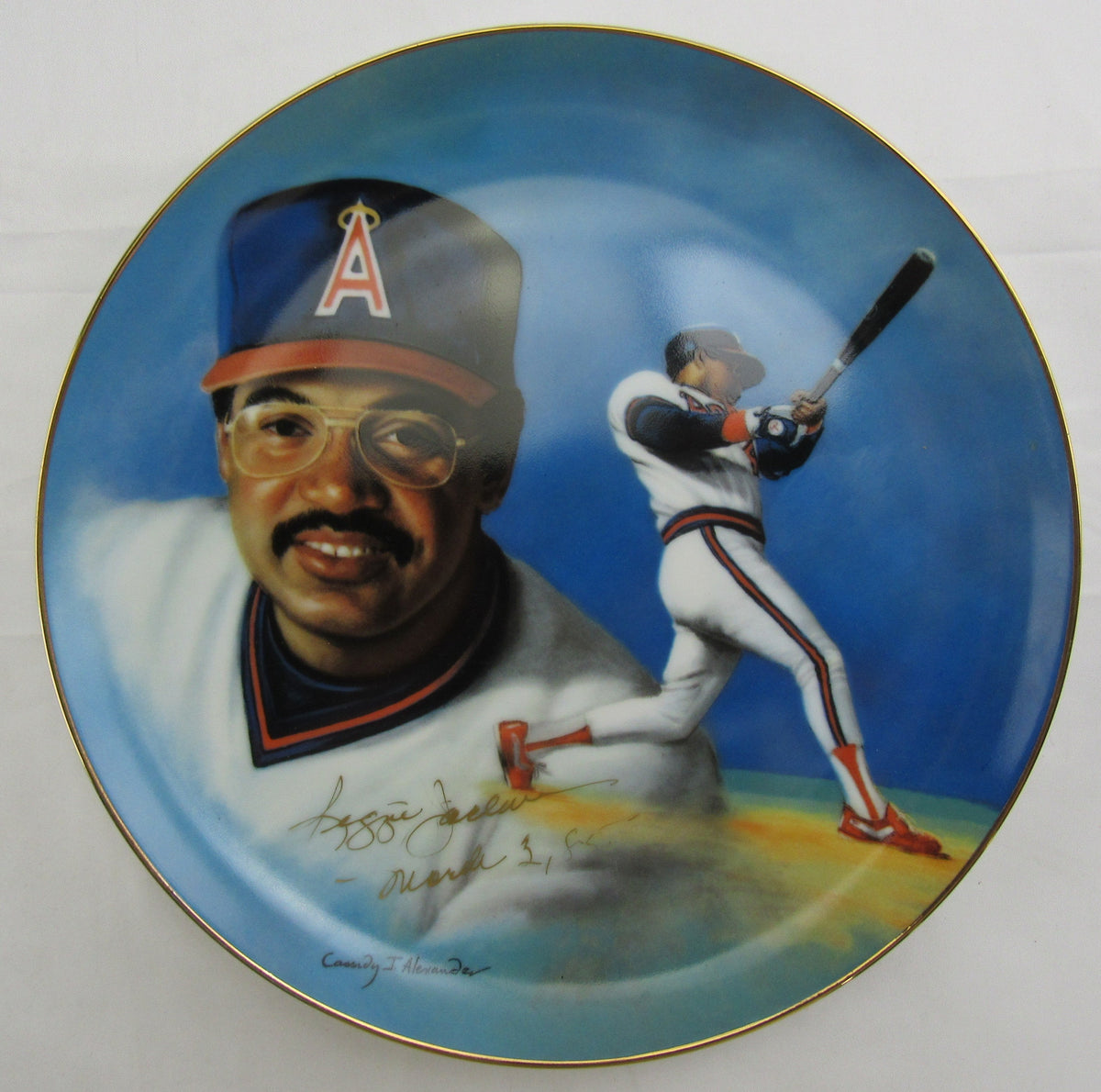 Reggie Jackson Signed Auto Painted Plate JSA CS78587